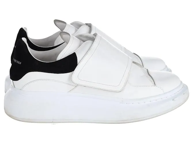 Alexander McQueen Zapatillas de deporte extragrandes de una sola correa en cuero blanco 