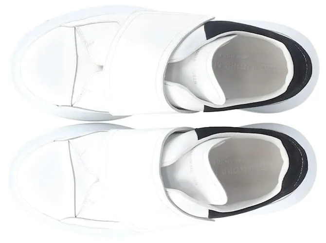 Alexander McQueen Zapatillas de deporte extragrandes de una sola correa en cuero blanco 