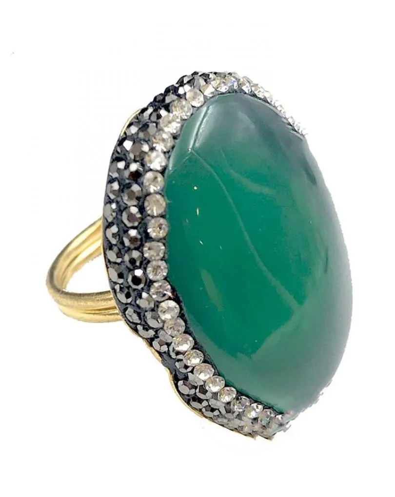 ANILLOS GRANDES DE MUJER VERDES ESMERALDA CON CIRCONITAS