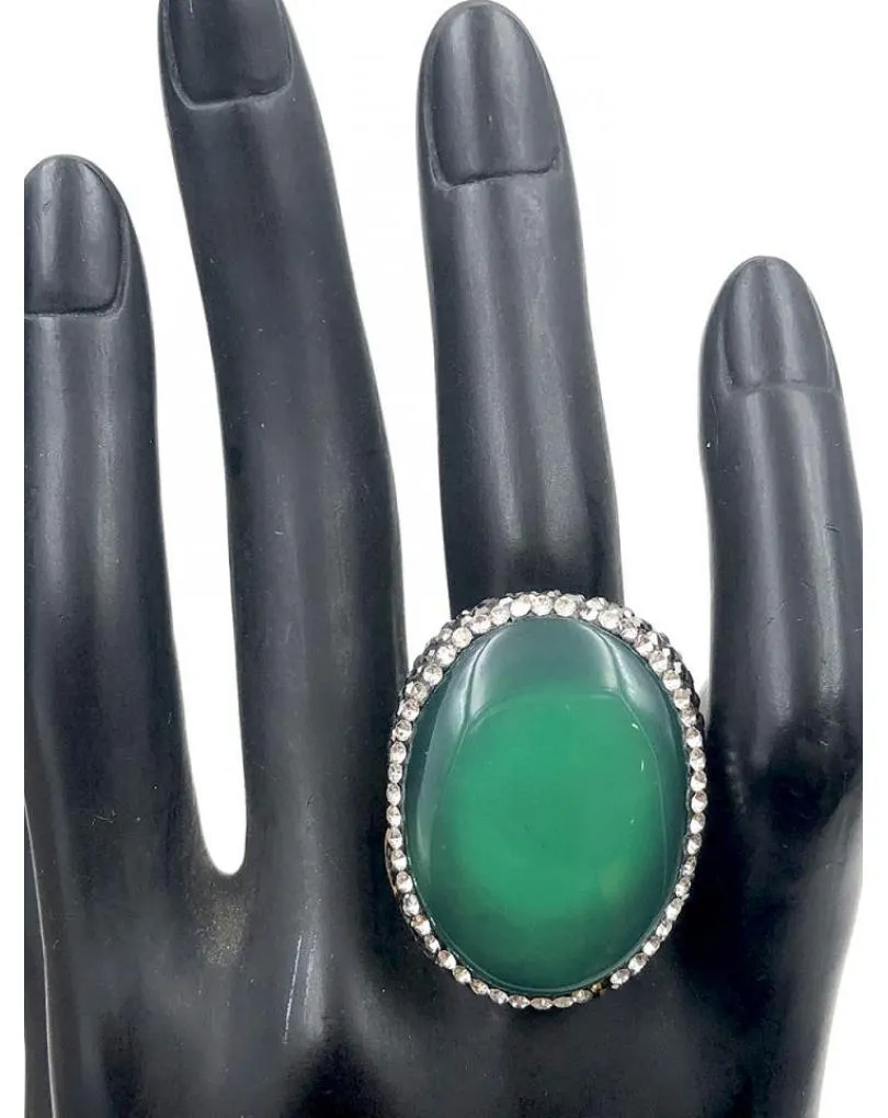 ANILLOS GRANDES DE MUJER VERDES ESMERALDA CON CIRCONITAS