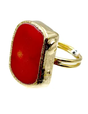 ANILLOS ROJOS DE CORAL GRANDES PARA MUJER