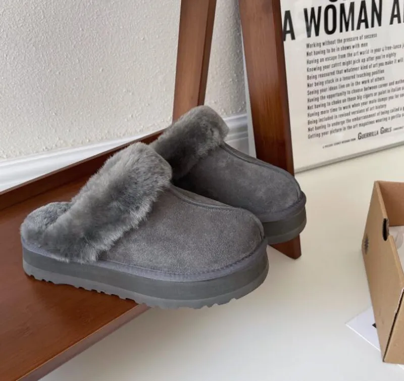 Aumentar el hombre Zapatillas de plataforma para mujer Botas para la nieve Manténgase abrigado Bota suave y cómoda Piel de oveja