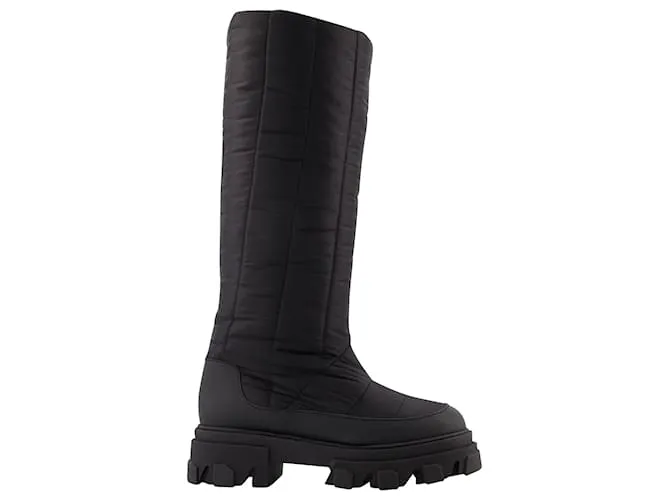 Autre Marque Botas altas acolchadas en poliéster negro 