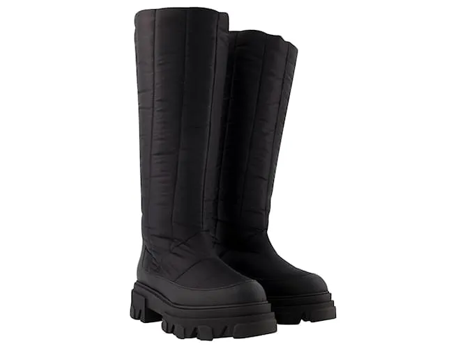 Autre Marque Botas altas acolchadas en poliéster negro 