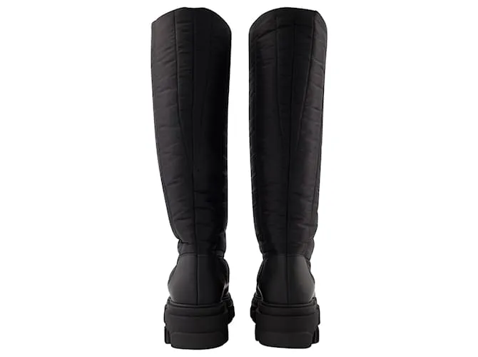 Autre Marque Botas altas acolchadas en poliéster negro 