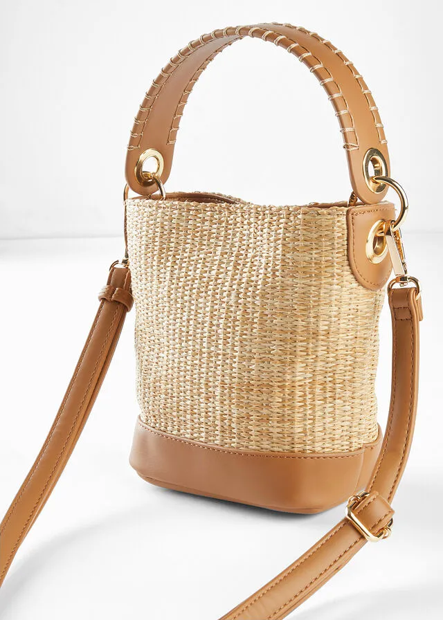 Bolso de hombro crudo/bronceado