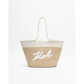 Bolso de hombro Karl Lagerfeld K/Signature Beach Basket Blanco