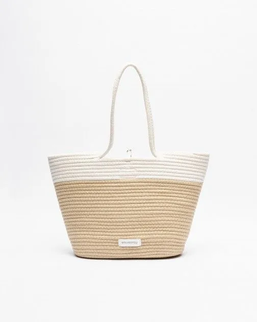 Bolso de hombro Karl Lagerfeld K/Signature Beach Basket Blanco