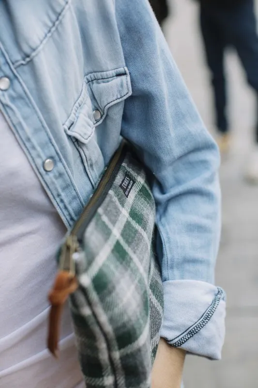 Bolso de mano de lana - Gris y verde