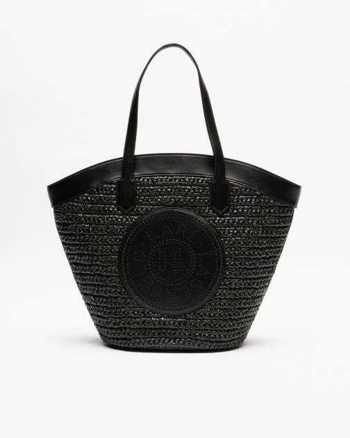 Bolso shopper Karl Lagerfeld K/Tulip MD Tote Raffia Negro