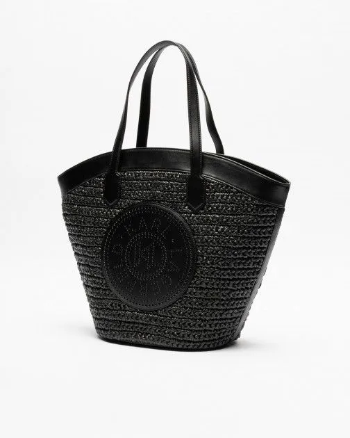 Bolso shopper Karl Lagerfeld K/Tulip MD Tote Raffia Negro