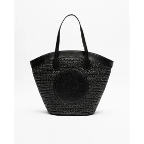 Bolso shopper Karl Lagerfeld K/Tulip MD Tote Raffia Negro