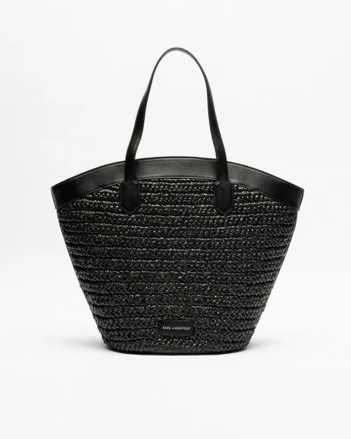 Bolso shopper Karl Lagerfeld K/Tulip MD Tote Raffia Negro