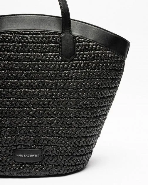 Bolso shopper Karl Lagerfeld K/Tulip MD Tote Raffia Negro