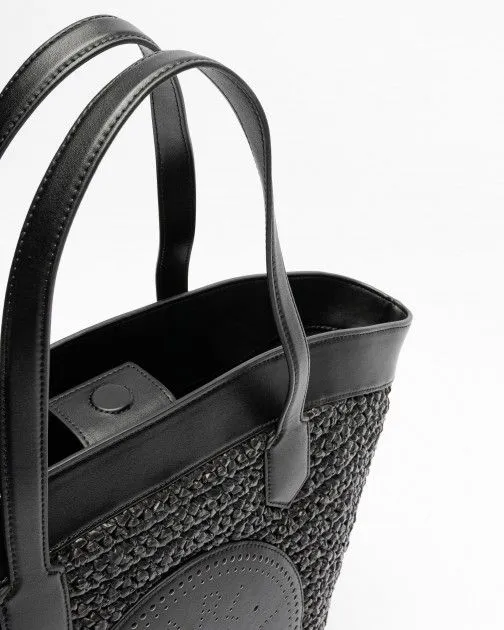 Bolso shopper Karl Lagerfeld K/Tulip MD Tote Raffia Negro