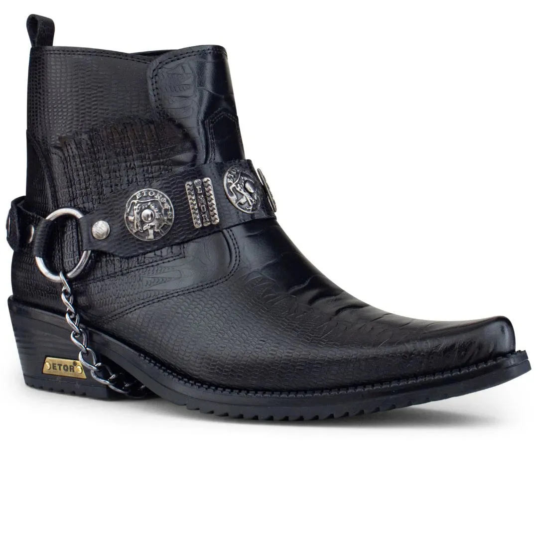 Botas altas Cowboy de cuero auténtico para hombre Estilo cubaño