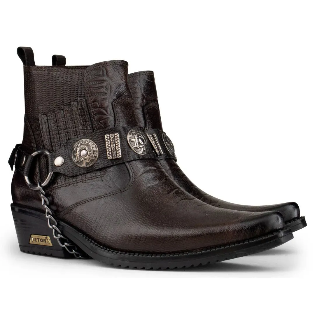 Botas altas Cowboy de cuero auténtico para hombre Estilo cubaño