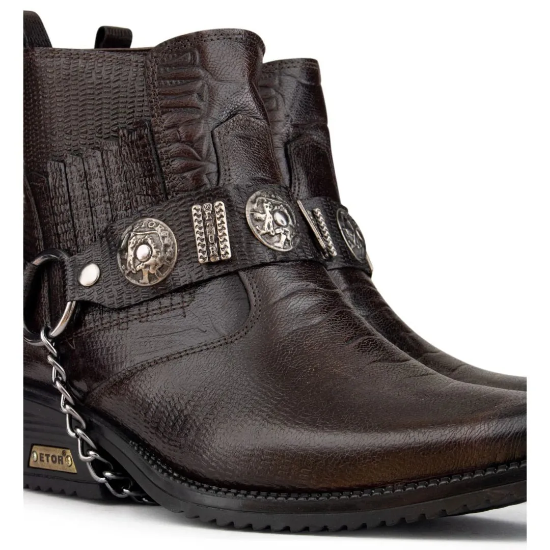 Botas altas Cowboy de cuero auténtico para hombre Estilo cubaño