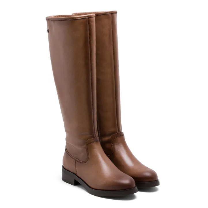 BOTAS ALTAS DE PIEL TAUPE CON CREMALLERA ELBA PORRONET