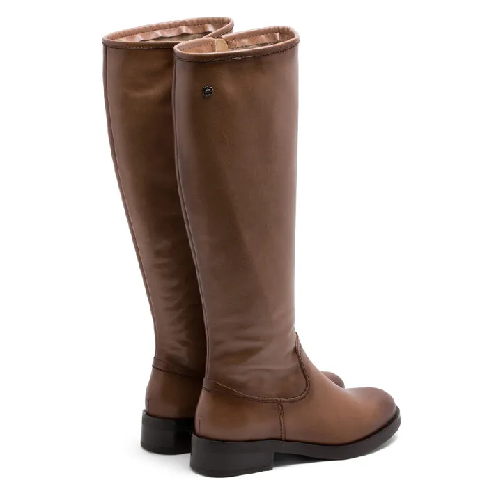 BOTAS ALTAS DE PIEL TAUPE CON CREMALLERA ELBA PORRONET