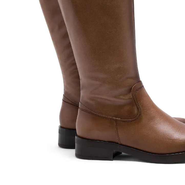 BOTAS ALTAS DE PIEL TAUPE CON CREMALLERA ELBA PORRONET