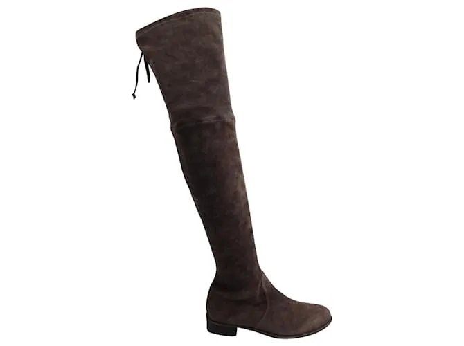 Botas altas hasta el muslo Lowland de Stuart Weitzman en ante gris Castaño 