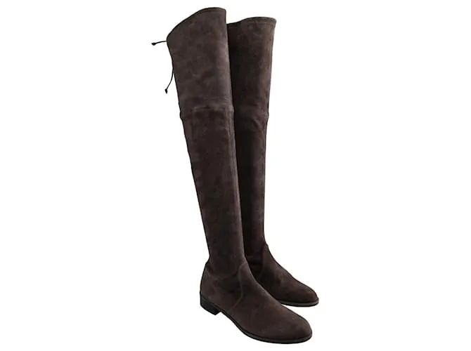 Botas altas hasta el muslo Lowland de Stuart Weitzman en ante gris Castaño 