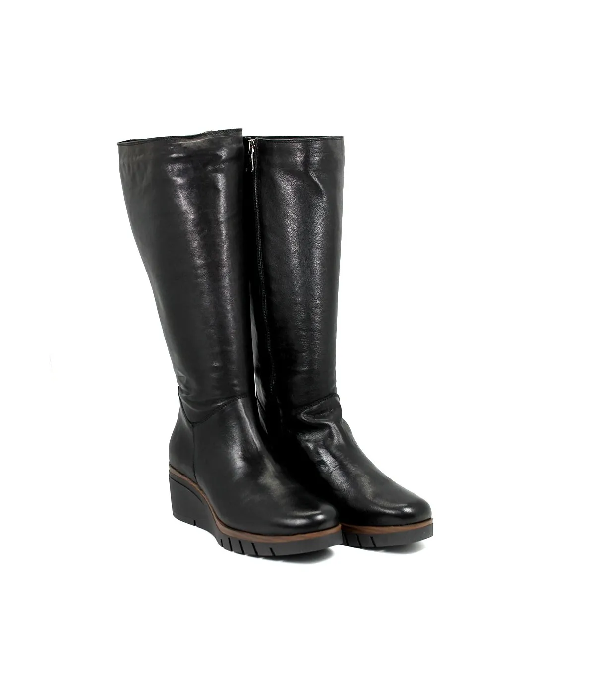 BOTAS ALTAS MUJER CUÑA 10-1139  NEGRO