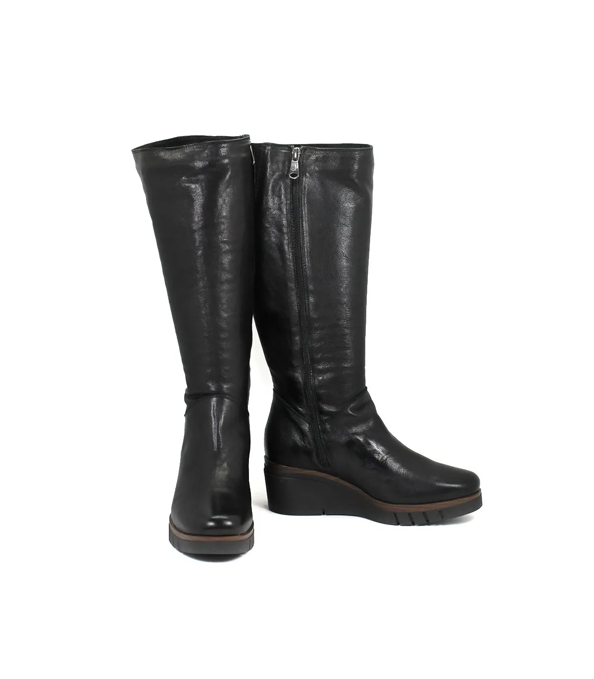 BOTAS ALTAS MUJER CUÑA 10-1139  NEGRO