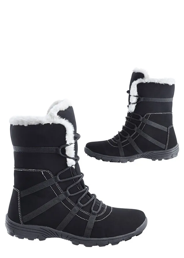 Botas de cordones para invierno Negro