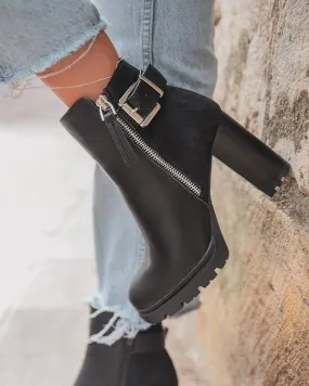 Botines de mujer negros de tacón en nubuck - Belle