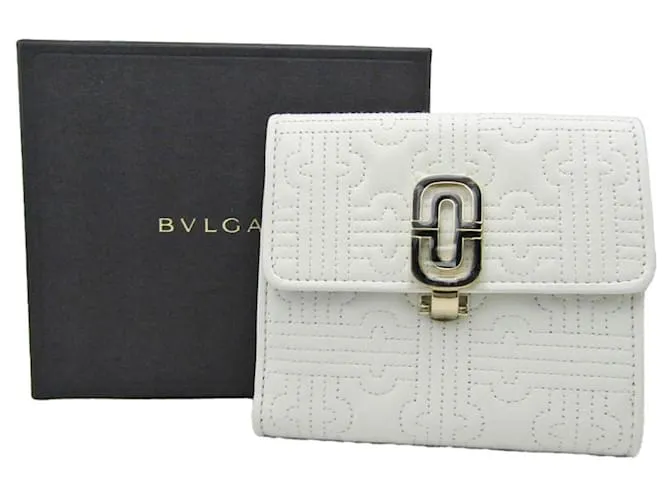 Bulgari Cartera de cuero para mujer Bvlgari Parentesi 31544 Blanco 