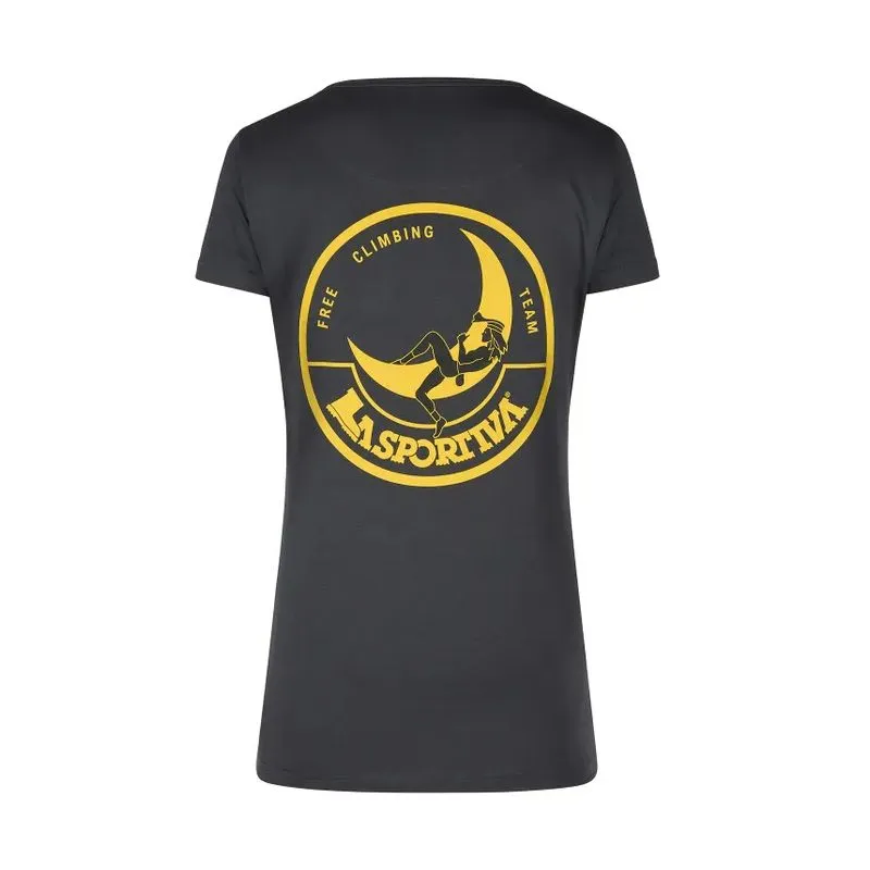 Camiseta de escalada para mujer La Sportiva Climbing on the Moon (Carbon/Giallo)