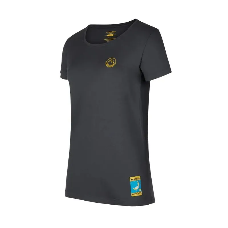 Camiseta de escalada para mujer La Sportiva Climbing on the Moon (Carbon/Giallo)