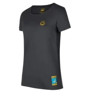 Camiseta de escalada para mujer La Sportiva Climbing on the Moon (Carbon/Giallo)