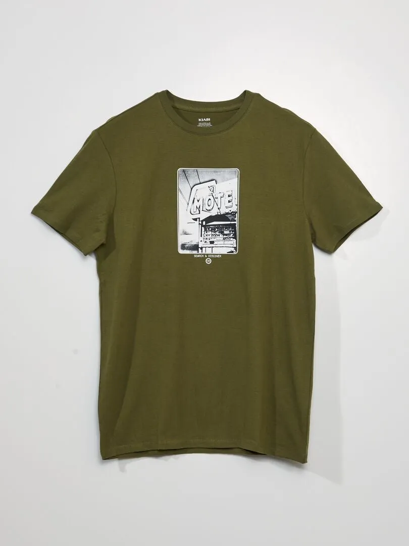 Camiseta de manga corta con estampado - VERDE