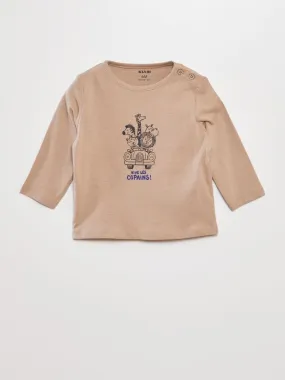 Camiseta de manga larga con estampado - BEIGE