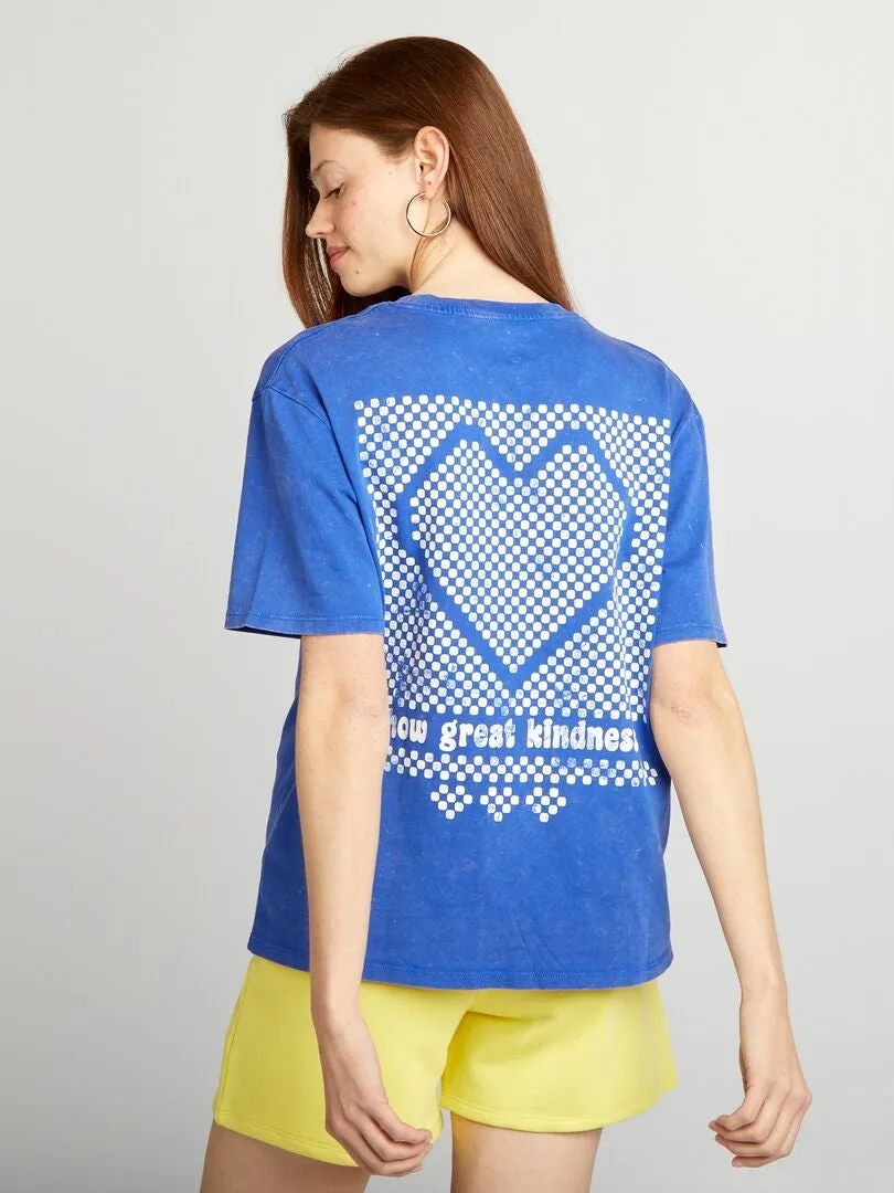 Camiseta holgada estampada - AZUL