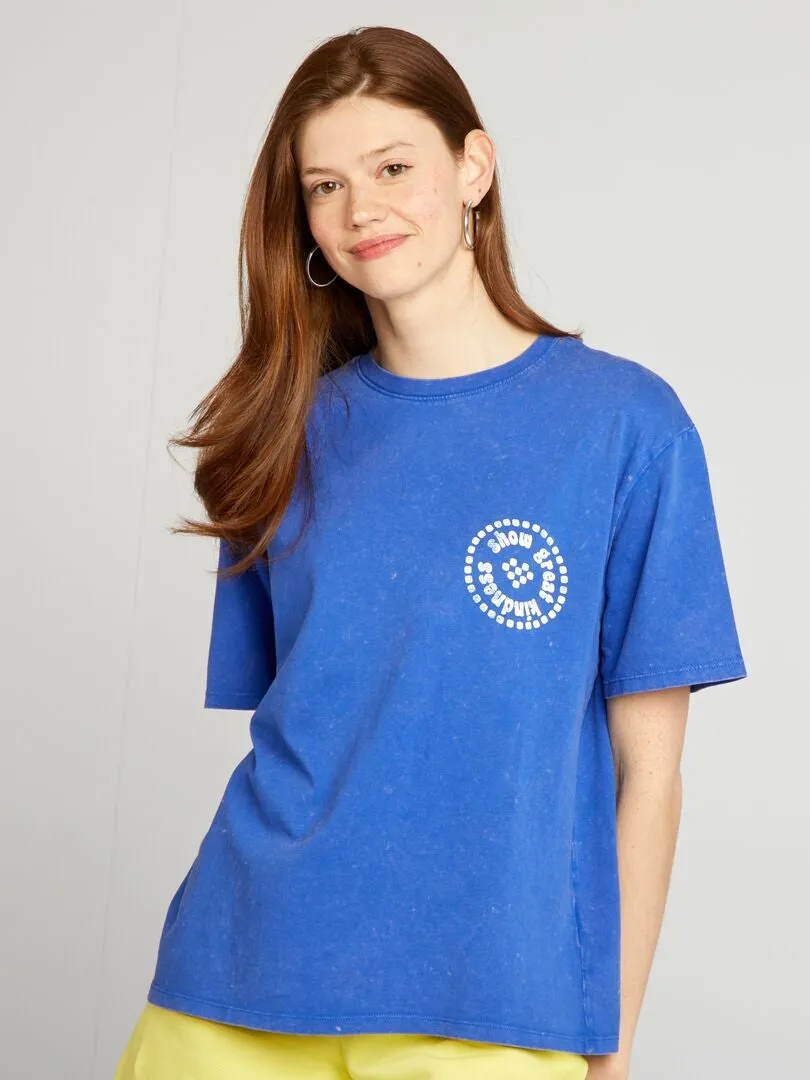 Camiseta holgada estampada - AZUL