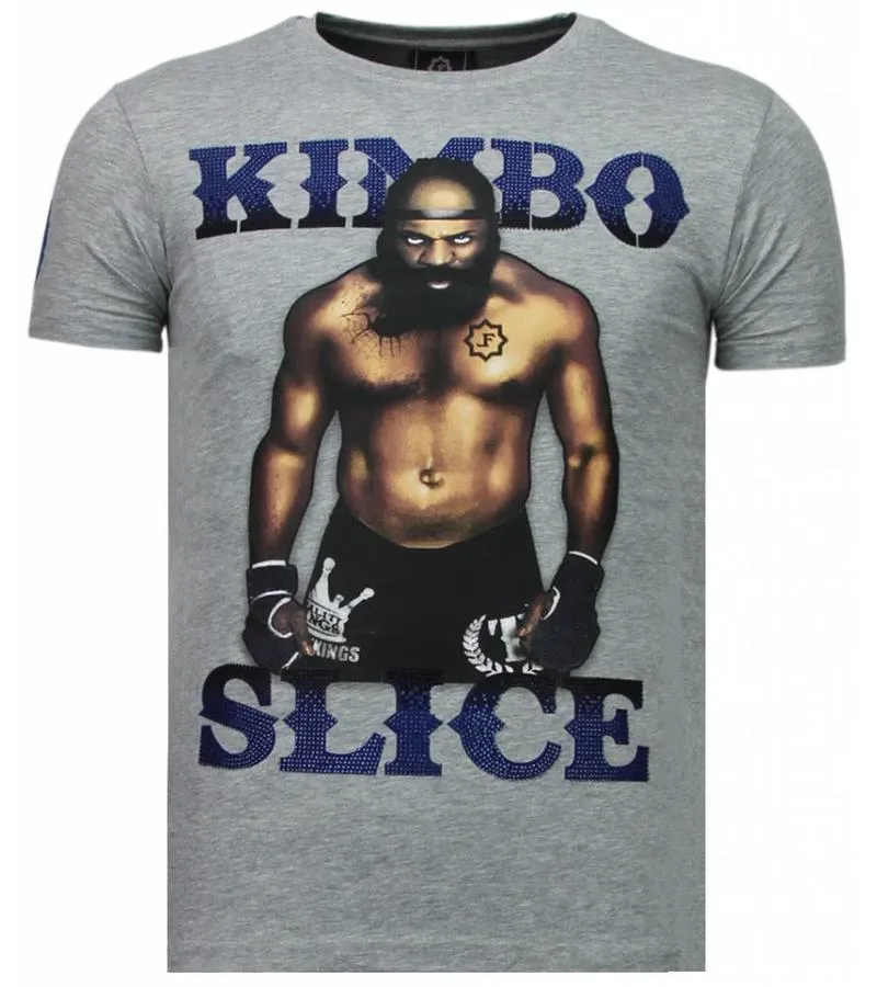 Camisetas - Kimbo Slice - Rhinestone Camisetas - Gris