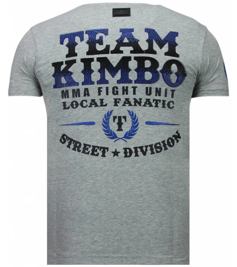 Camisetas - Kimbo Slice - Rhinestone Camisetas - Gris