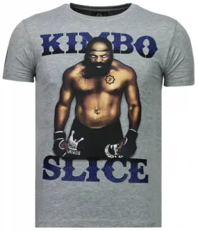 Camisetas - Kimbo Slice - Rhinestone Camisetas - Gris