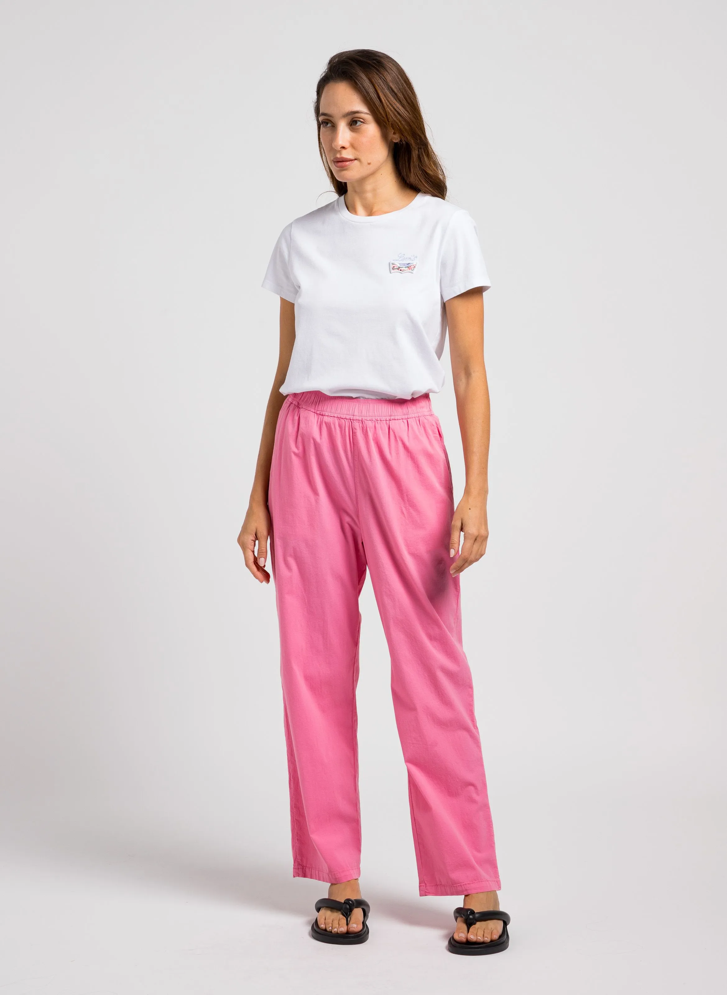 CAPRI - Pantalón paracaídas de mezcla de algodón en rosa