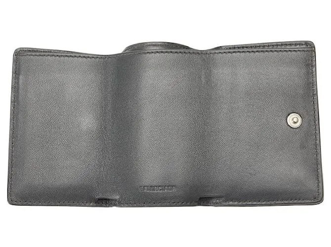 Cartera de cuero Balenciaga Tri-Fold 459069 en muy buen estado Gris 