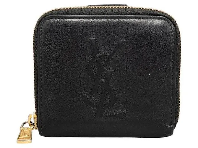 Cartera de cuero bifold Yves Saint Laurent GUE568985 en muy buen estado Negro 