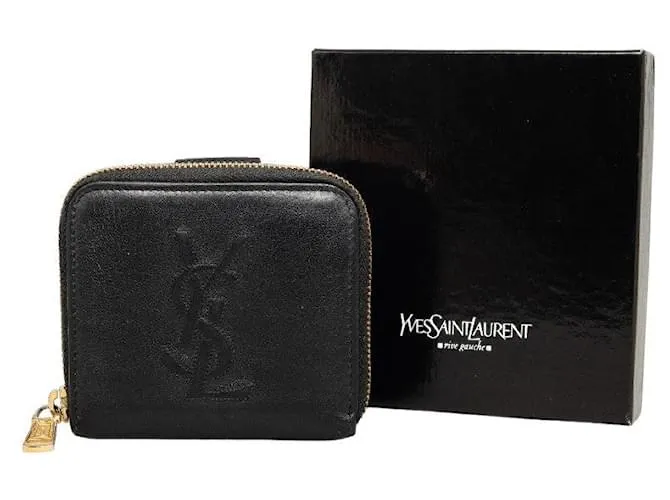 Cartera de cuero bifold Yves Saint Laurent GUE568985 en muy buen estado Negro 