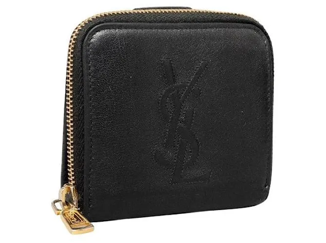 Cartera de cuero bifold Yves Saint Laurent GUE568985 en muy buen estado Negro 