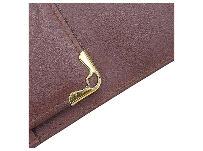 Cartera de cuero Cartier de tres pliegues vintage Castaño 