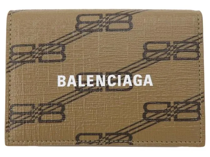 Cartera de cuero marrón con tres pliegues Balenciaga Castaño 