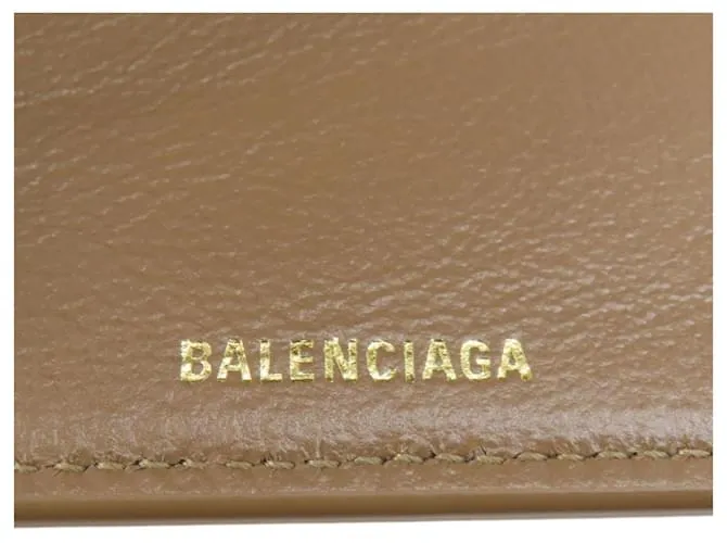 Cartera de cuero marrón con tres pliegues Balenciaga Castaño 